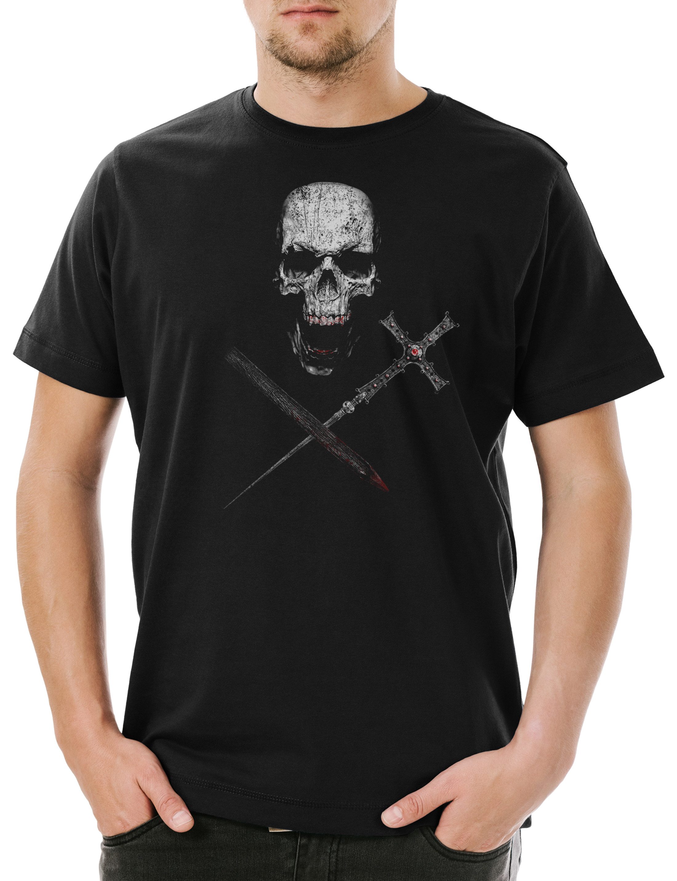 Urban Backwoods Print-Shirt Vampire Skull Herren T-Shirt Vampir Blut True G günstig online kaufen
