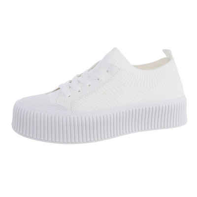 Ital-Design Damen Low-Top Freizeit Sneaker (80200888) Flach Sneakers Low in Weiß