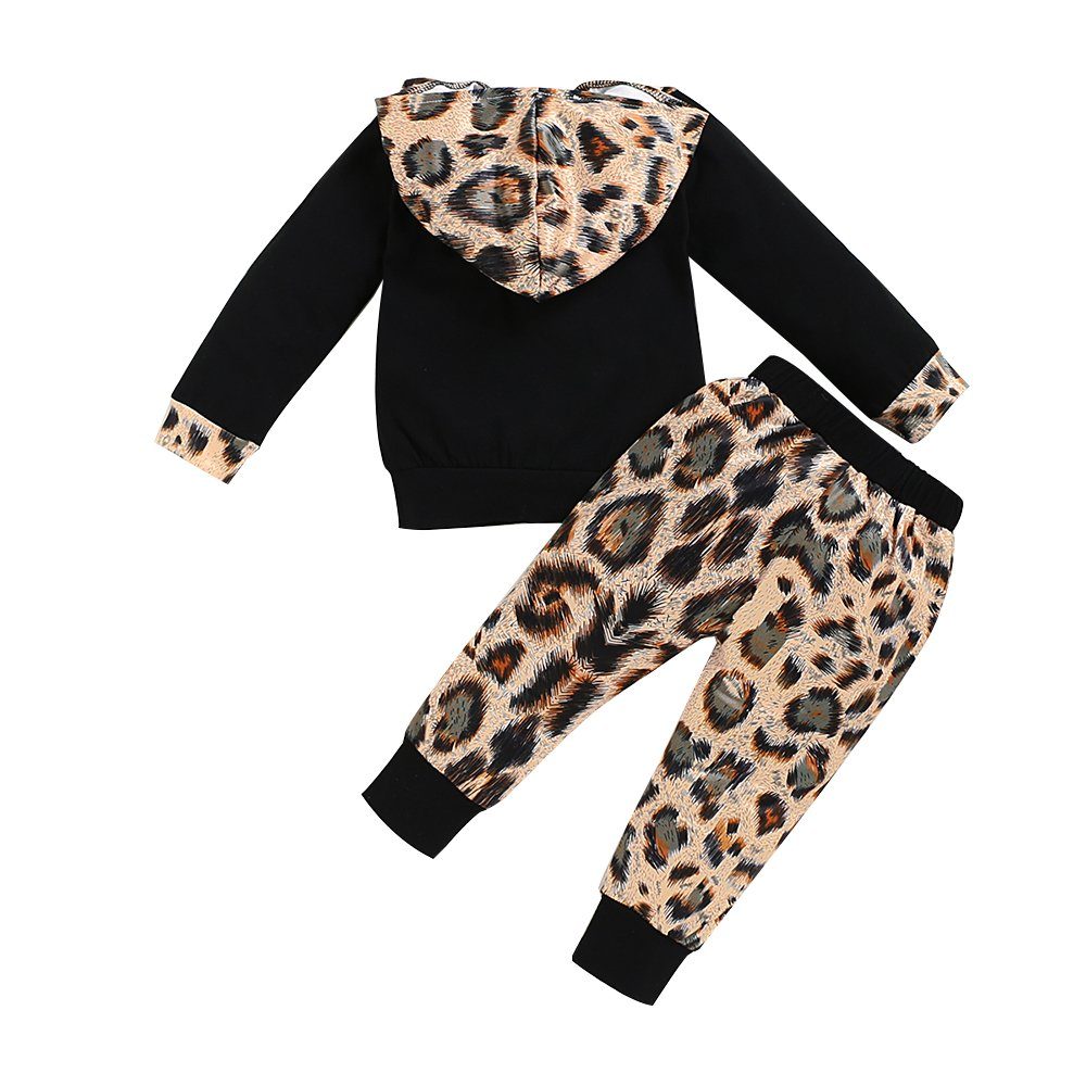 Kinder Mädchen (Gr. 50 - 92) Lapastyle Top & Hose Baby Leopardenmuster Hoodie + Hose, 2 Stücke Set
