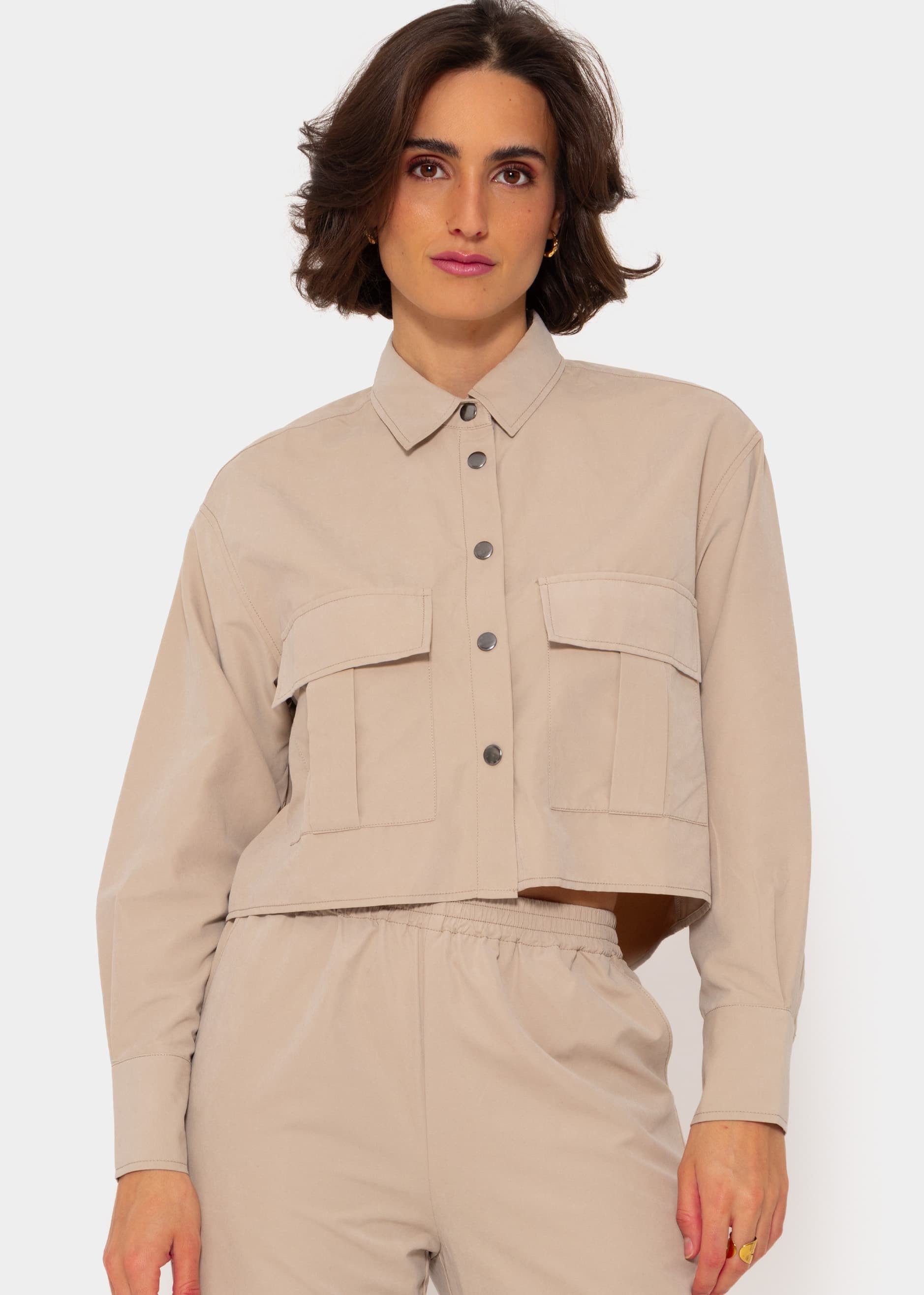 SASSYCLASSY Blusenjacke Oversize cropped Blusenjacke Damen Cropped Blusenjacke