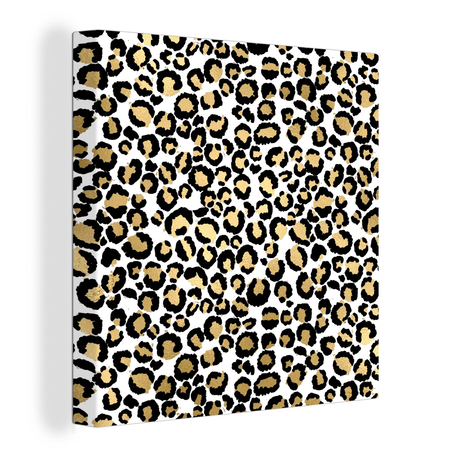 OneMillionCanvasses® Leinwandbild Muster - Pantherdruck - Gold, (1 St), Leinwand Bilder für Wohnzimmer Schlafzimmer