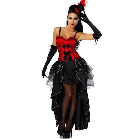 Kostüm 5-tlg. Cabarett-Kostüm Burlesque Kleid 1 Paar Amstulpen Hut, String