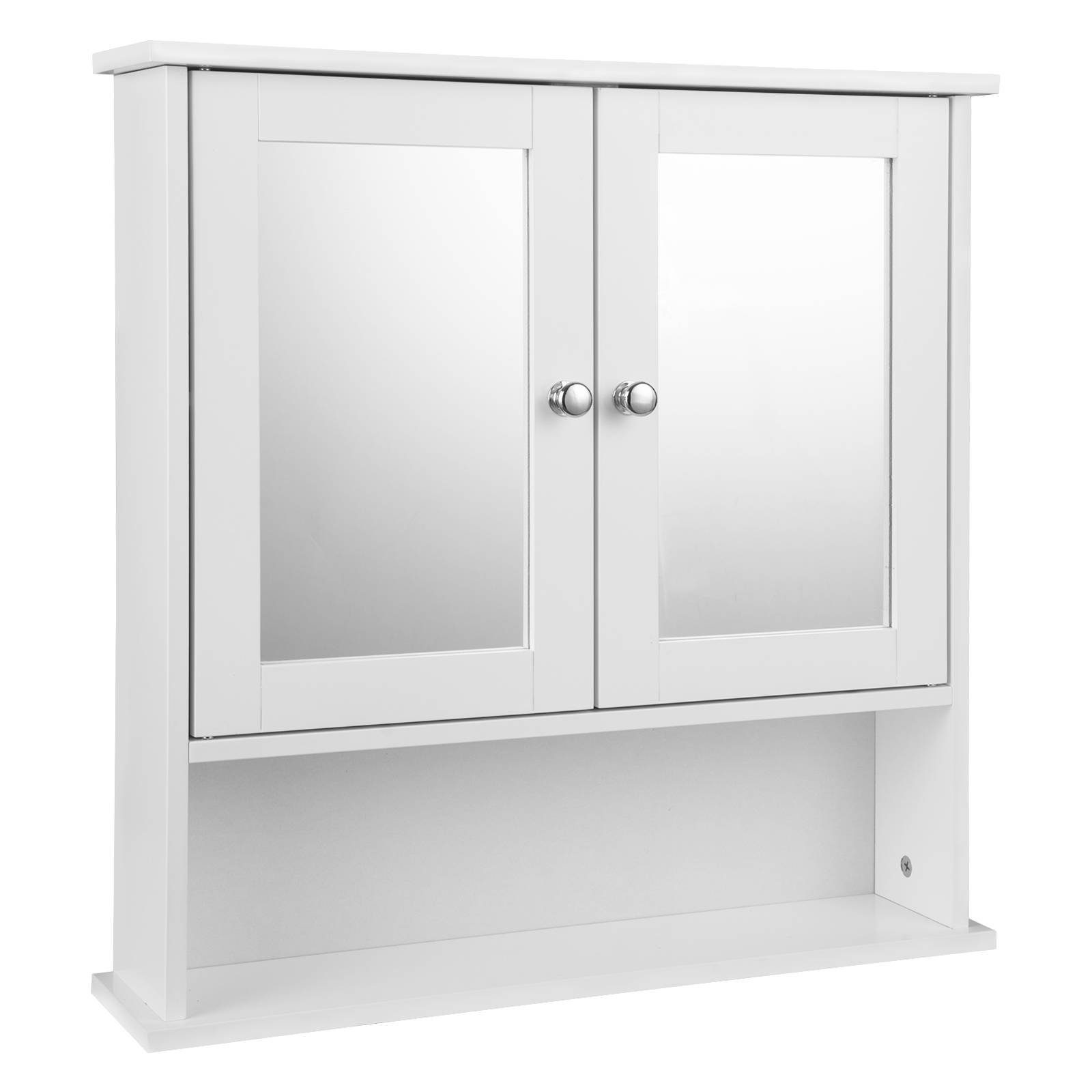 Woltu Badezimmerspiegelschrank (1-St) höhenverstellbarer Einlegeboden weiß