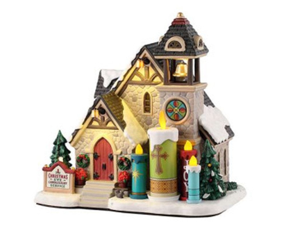 LeMax Winterlandschaft Lemax Kerzenlicht Kirche + 4,5 Volt Adapter - 55310-EU