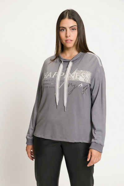 Ulla Popken Sweatshirt Sweatshirt Happiness Oversized Rundhals Langarm