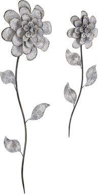 Home affaire Wanddekoobjekt Blumen (2er-Set), Wanddeko, aus Metall