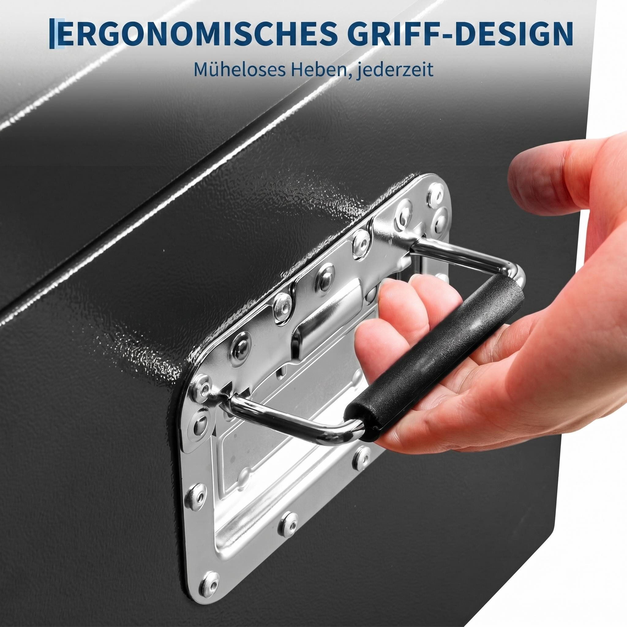 GarveeMore Werkzeugbox Schwerlast-Stahlwerkzeugkiste, Wasserdicht & Rostschutz, mit Gasdruckfeder & ergonomischen Griffen, für LKW – Bild 5 von 5