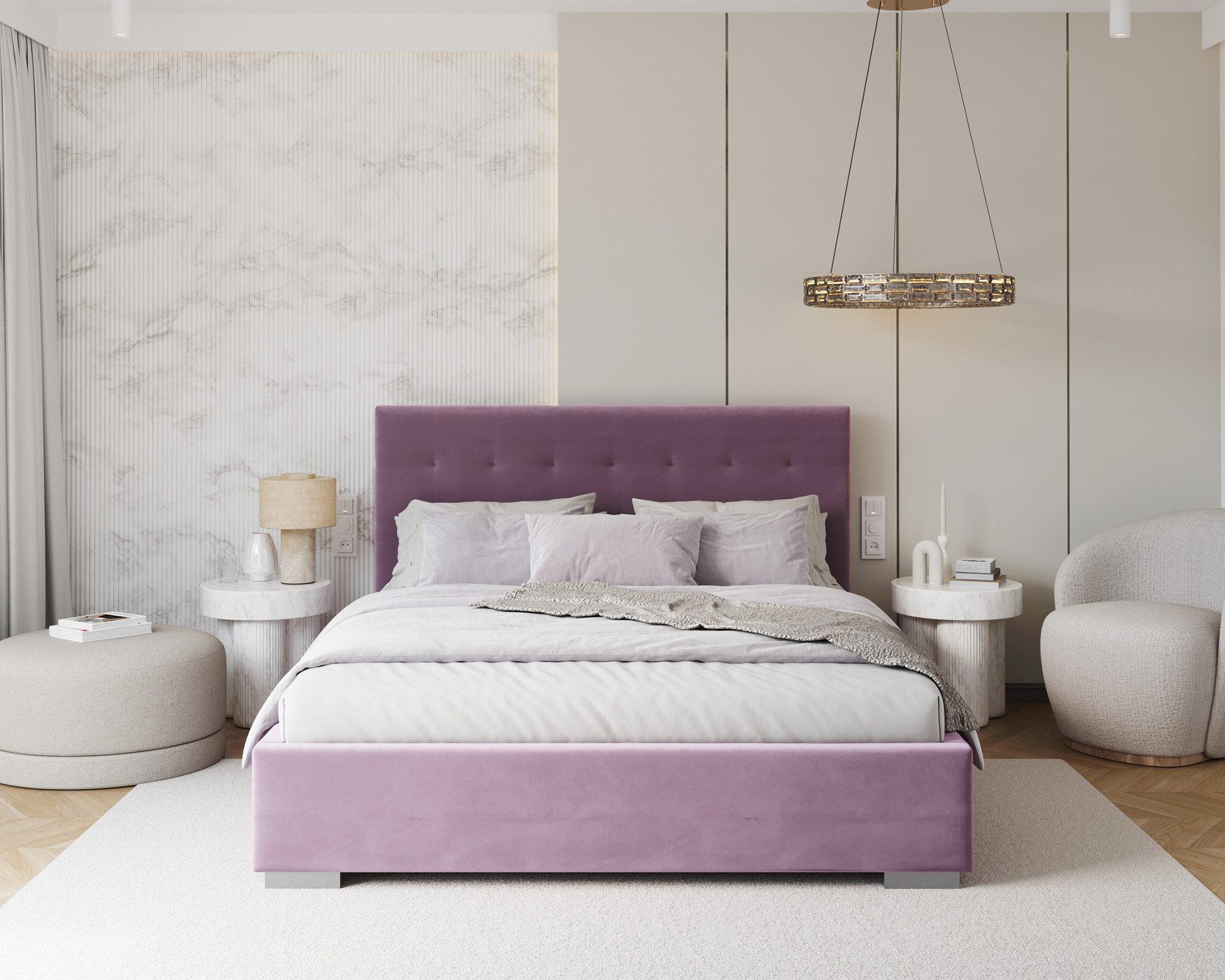thematys Polsterbett Samt Velours Bett mit Bettkasten & Lattenrost, 120x200–180x200 cm (Optional mit 28 cm H3/H4 Taschenfederkern oder 23 cm Taschenfederkern-Matratze H2, hydraulisches Stauraumbett)