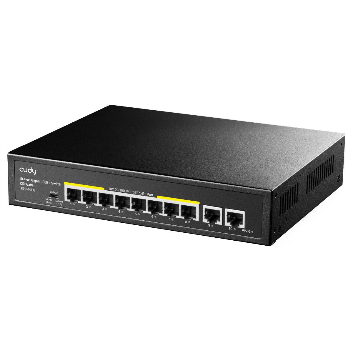 GS1010PE 8-Port Gigabit PoE+ Switch 2 Gigabit Uplink Ports 120W Netzwerk-Switch