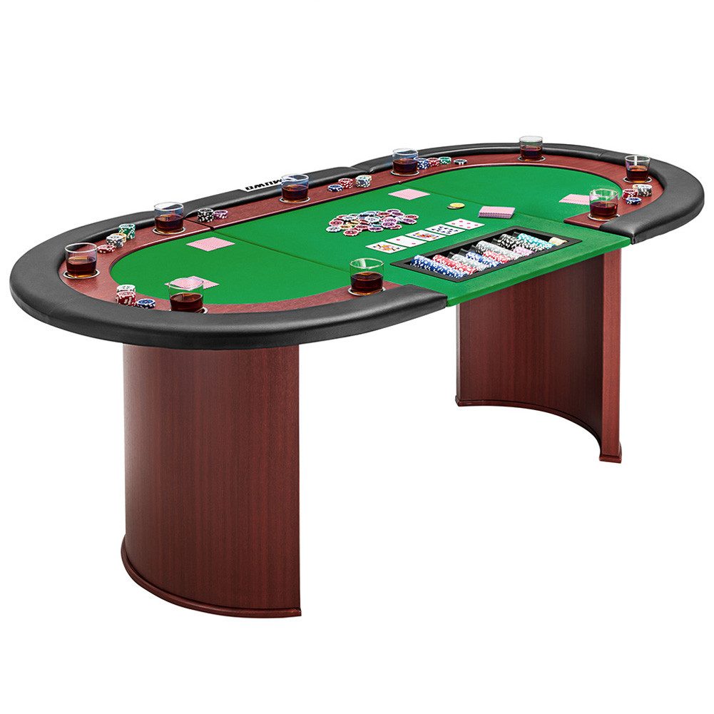 Spieltisch Pokertisch für 10 Spieler mit Dealerbereich und Chipablage