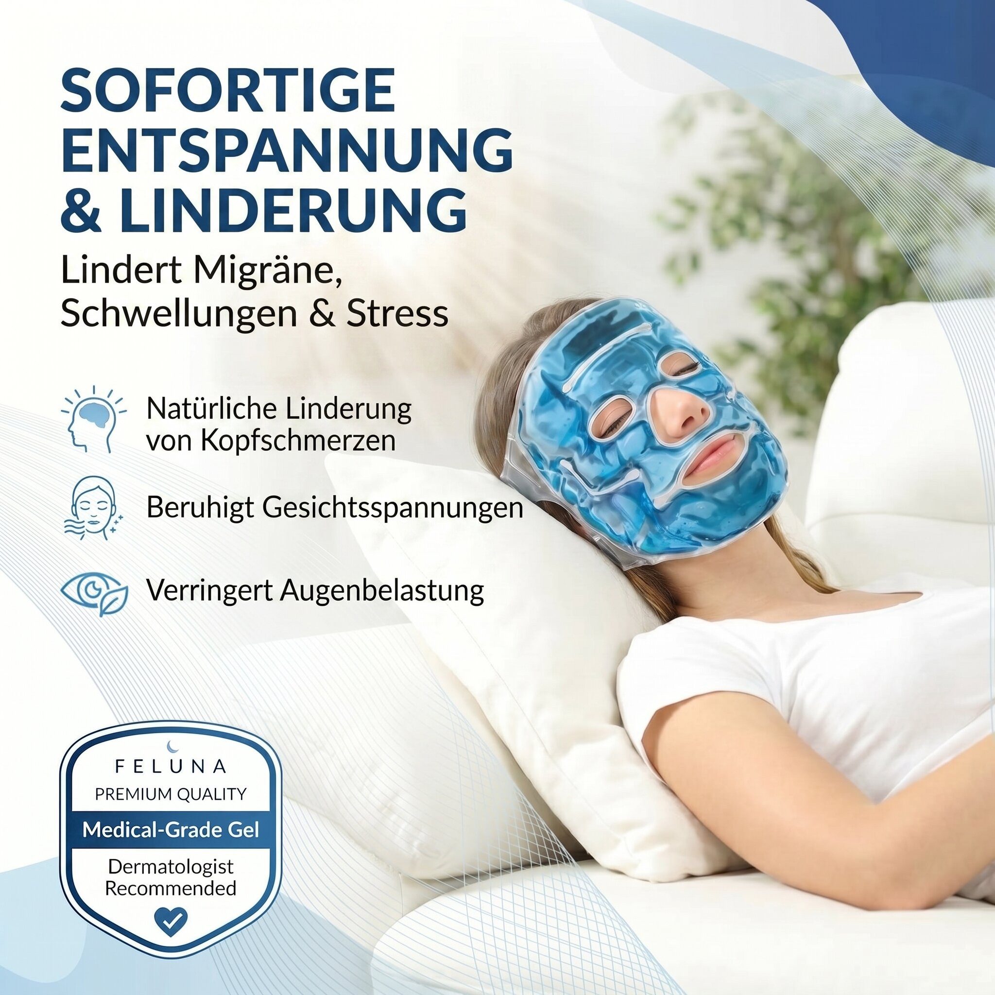 Feluna Gesichtsmaske FELUNA kühlmaske gesicht für Augen-Entspannungs&Kältetherapie Maske Kühlmaske, Entspannungsmaske Kühlende Maske