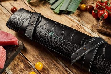Mergel Messertasche Leder für drei Messer Handarbeit Farbe "Dark Ostrich"