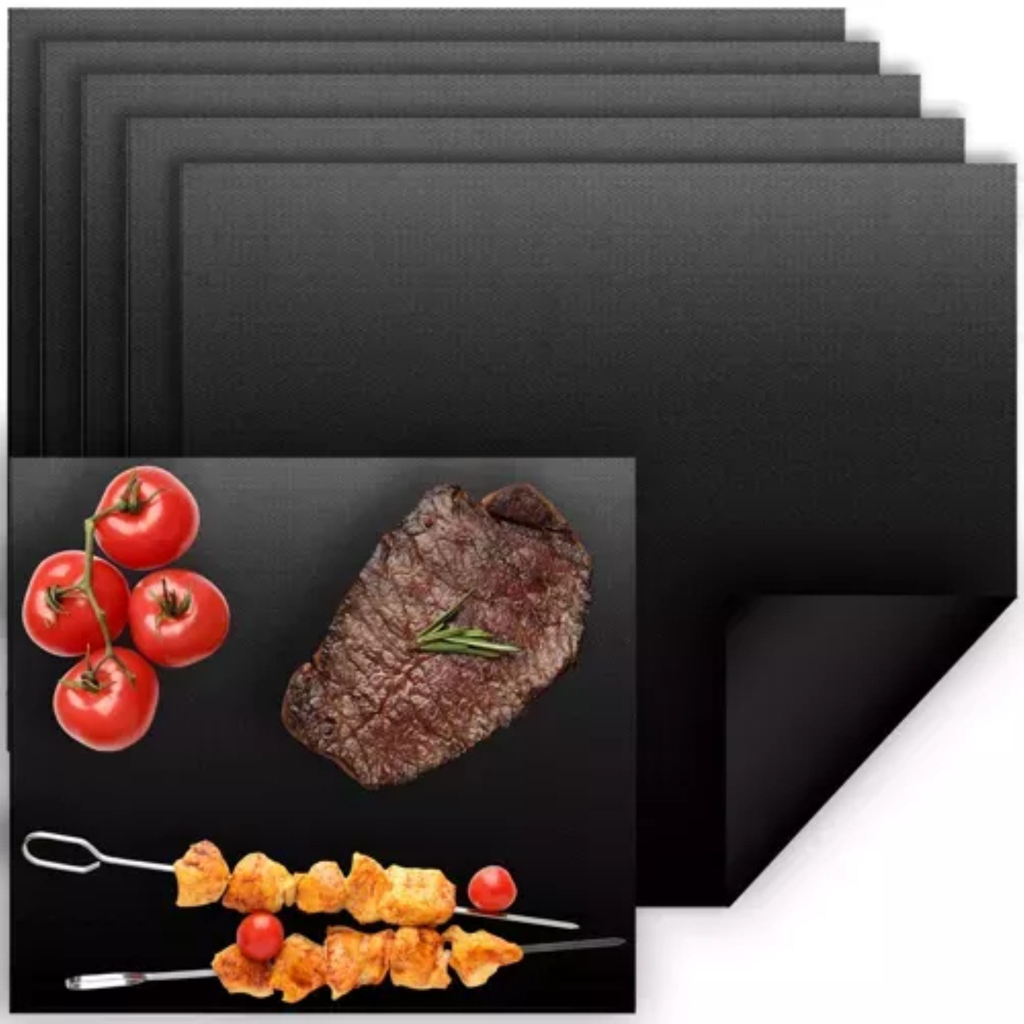 Ruhhy Backmatte Grillmatte Set 5 tlg Backmatte Silikon hitzebeständig wiederverwend, Silikon (Mehrteiliges Grillmatten Set 5 tlg für Grill und Backofen, 5-tlg., 5 Grillmatten Set Backmatten für Grill und Ofen wiederverwendbar), Grillmatten Set 5 tlg hitze