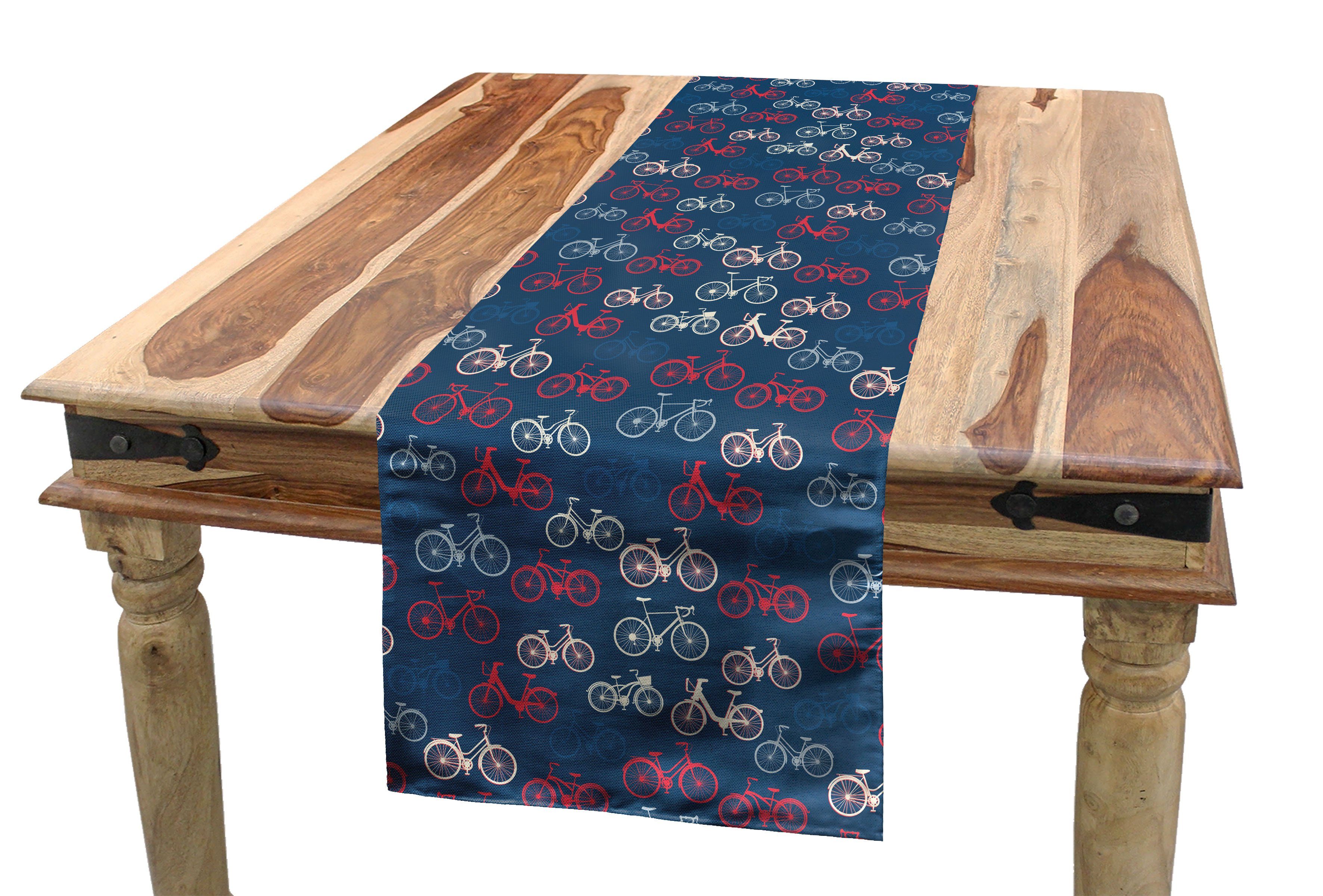 Abakuhaus Tischläufer Esszimmer Küche Rechteckiger Dekorativer Tischläufer, Fahrrad Bike Sketch auf Blau
