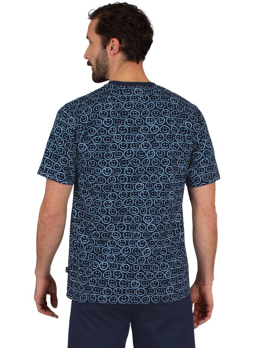 Smiley-Muster mit T-Shirt TRIGEMA Trigema freundlichem T-Shirt