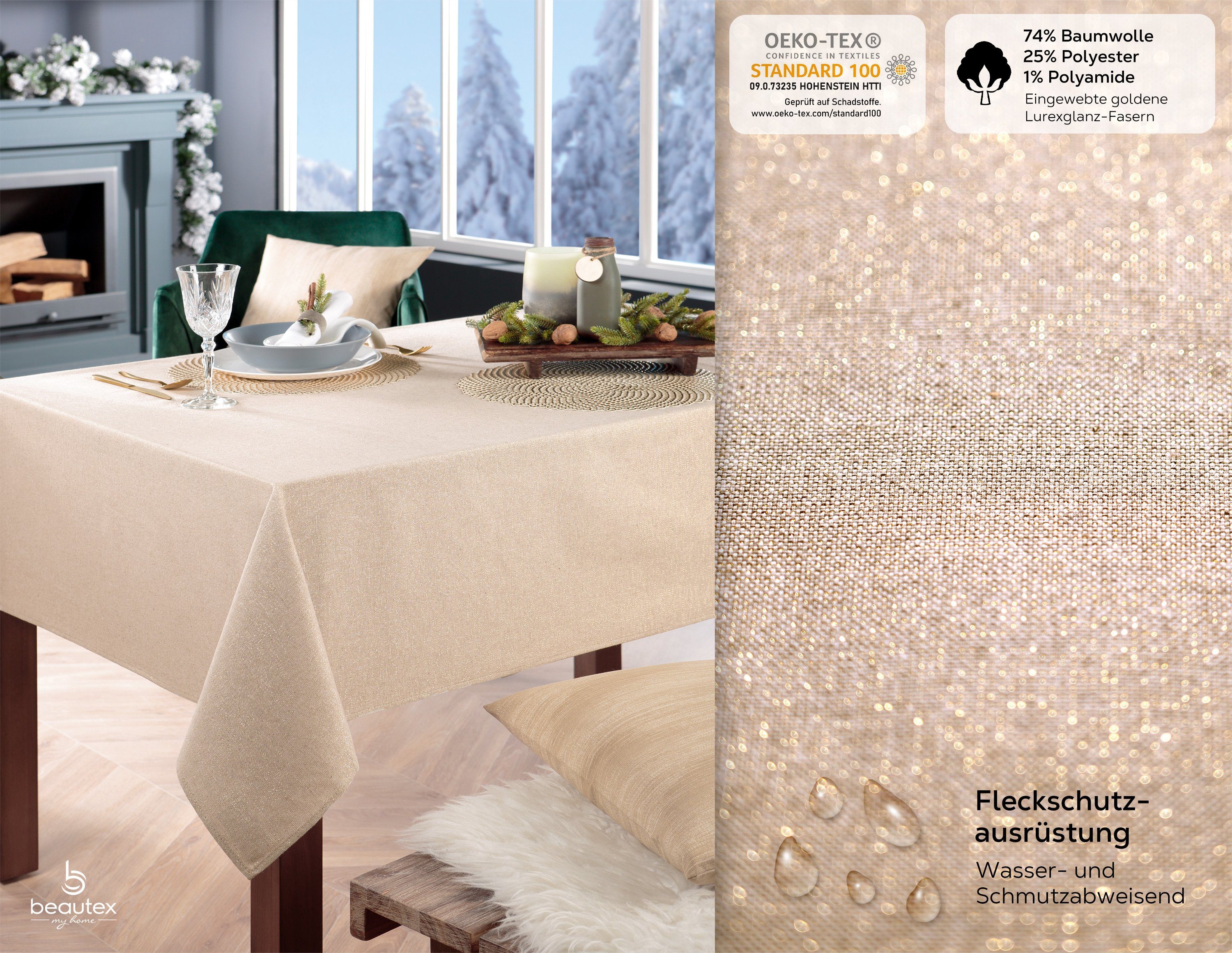 Beautex Tischdecke Baumwolle Tischdecke mit Fleckenschutz, günstig online kaufen