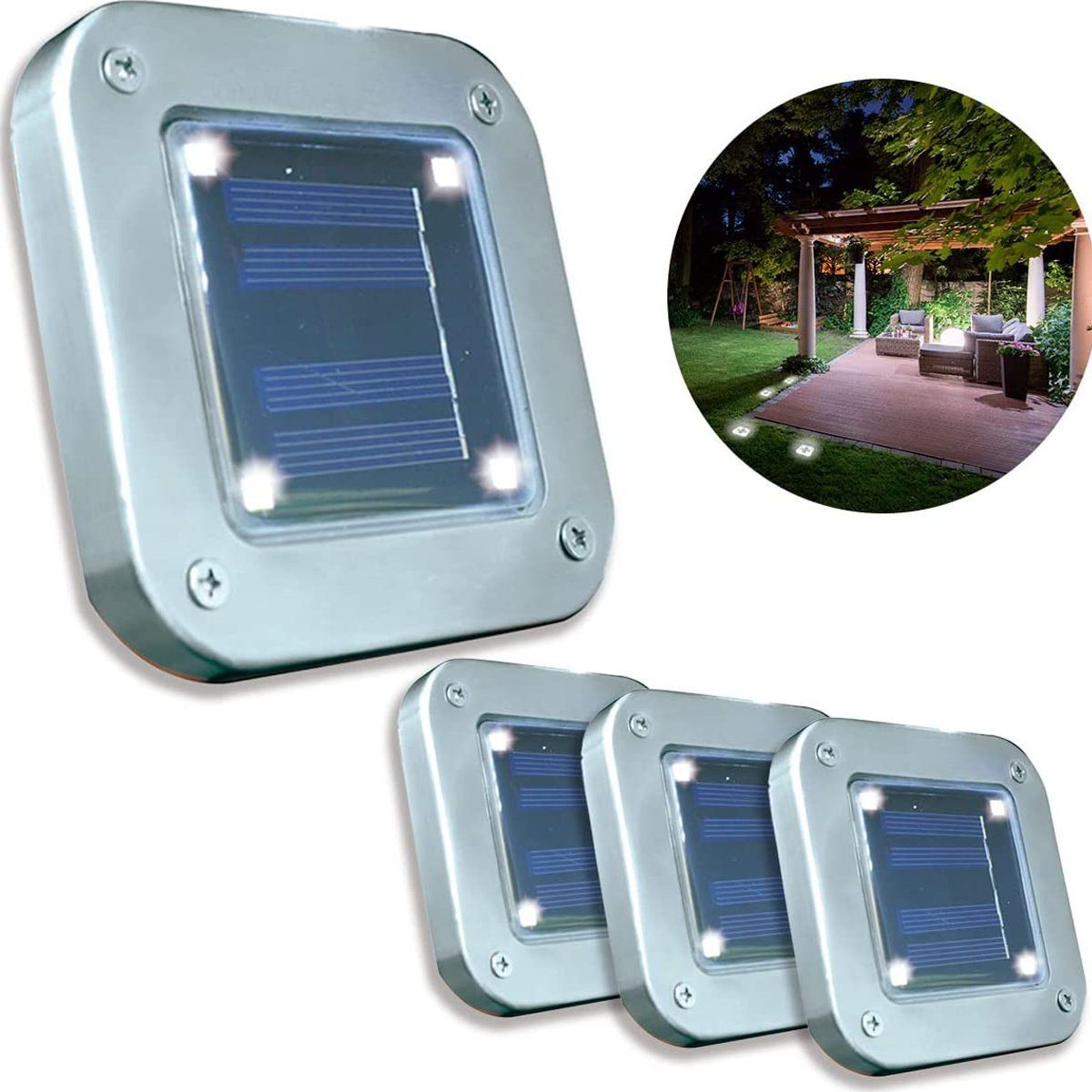 integriert, LED Leistungsstarke, 4 Solar Sensor, LED Starlyf Gartenleuchte oder fest Lights, warmweiß, 8 Stück Solarleuchte,