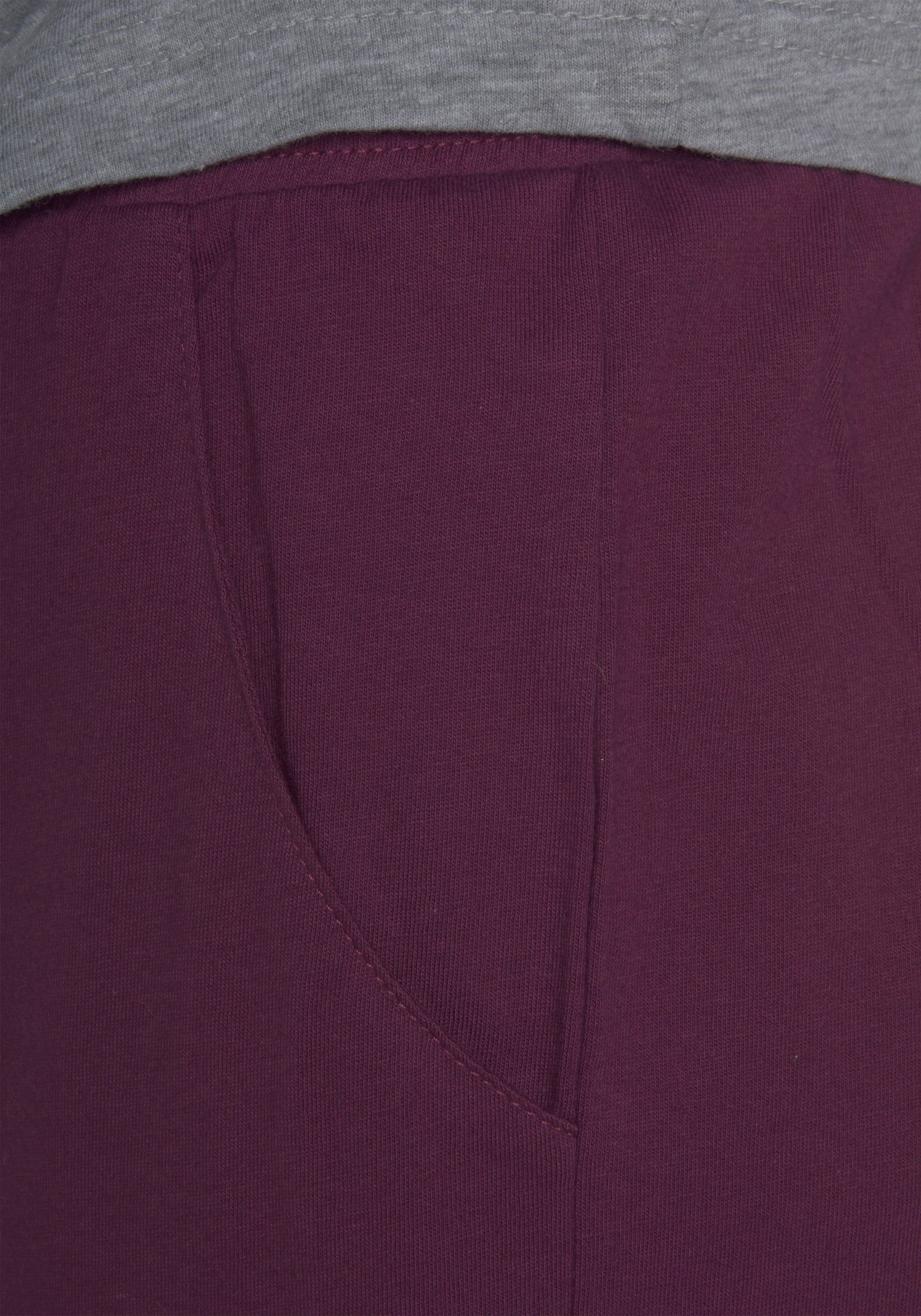 KangaROOS Pyjama kontrastfarbenen Stück) bordeaux-grau-meliert Raglanärmeln 1 tlg., mit (2