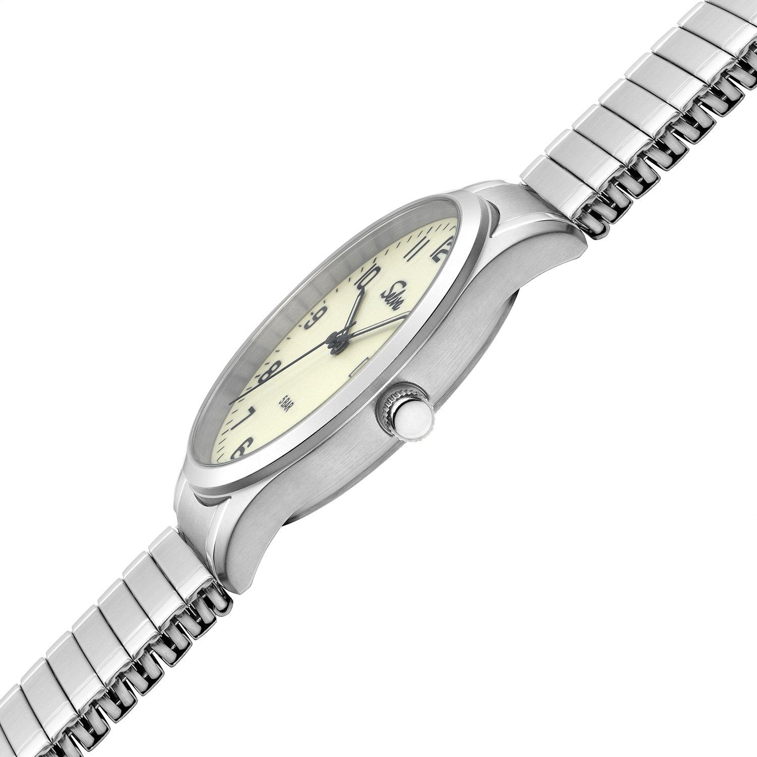 weiß Ø Quarz-Armbanduhr Zugband SELVA bicolor, 39mm leuchtend mit Zifferblatt Selva Quarzuhr Technik