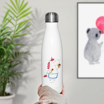 Mr. & Mrs. Panda Thermoflasche Einhorn Küche - Weiß - Geschenk, Edelstahl, Trinkflasche, Thermos, Is, Doppelwandig