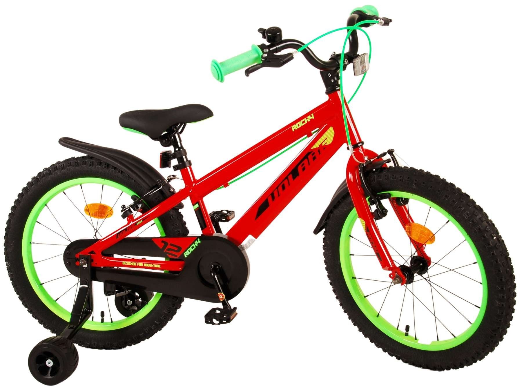 Sicherheitsgriffe), mit - Handbremsen, 18 18 2x 1 Fahrrad Schaltung Fahrrad Jungen - mit Zoll Zoll Kinder Stützrädern - Kinderrad Jugend Kinder Kinderfahrrad Rot Gang, - ohne TPFSports Volare Rocky (Jungsfahrrad