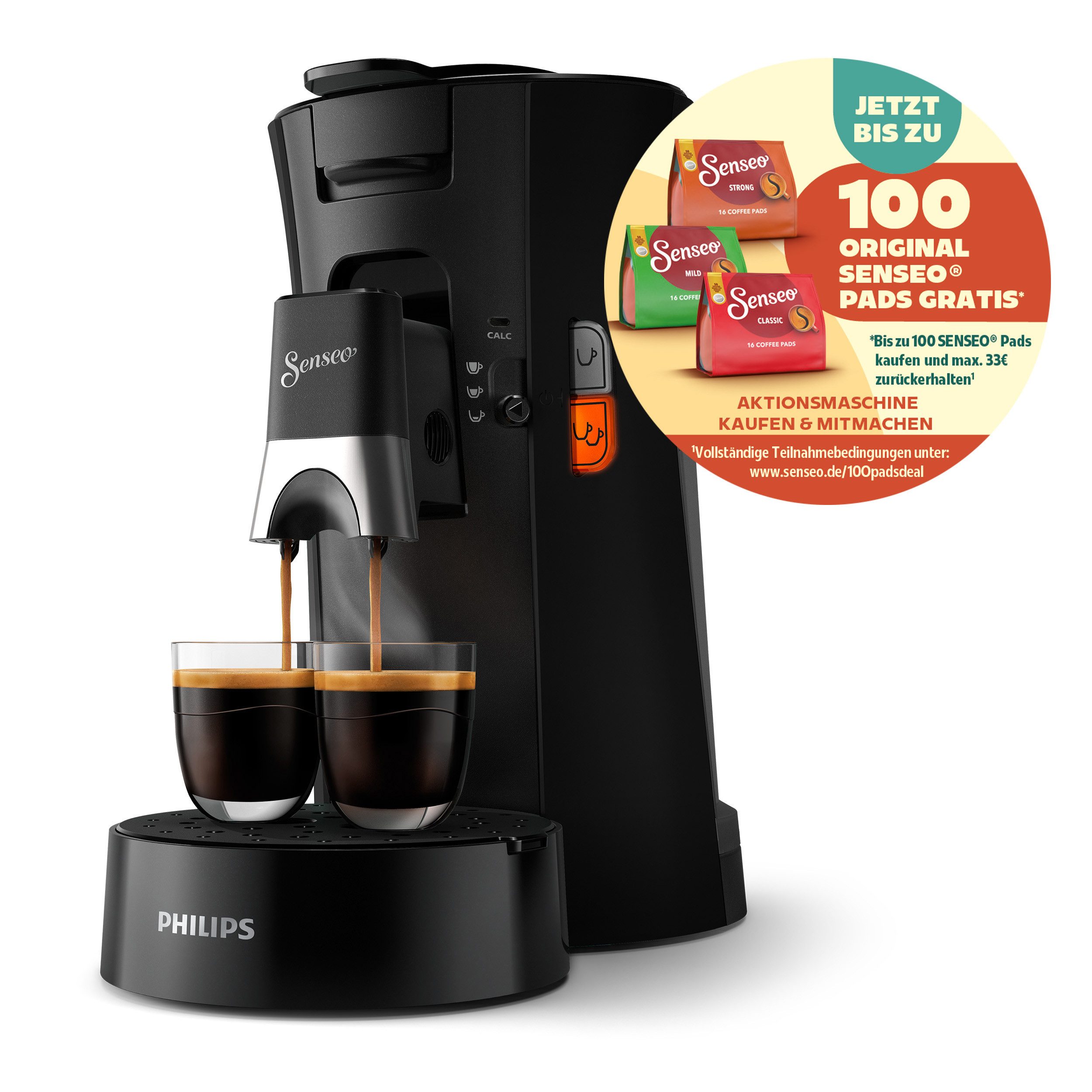 Philips Senseo Kaffeepadmaschine Select CSA230/69, mit drei Kaffee-Einstellungen