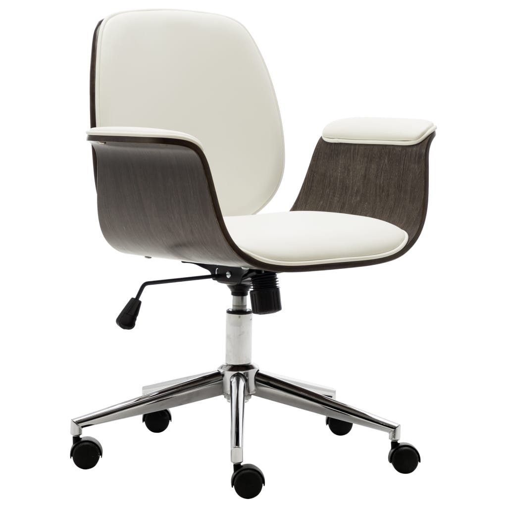 (1 Bürostuhl St) vidaXL Weiß Bugholz Weiß Weiß | Bürostuhl und Kunstleder