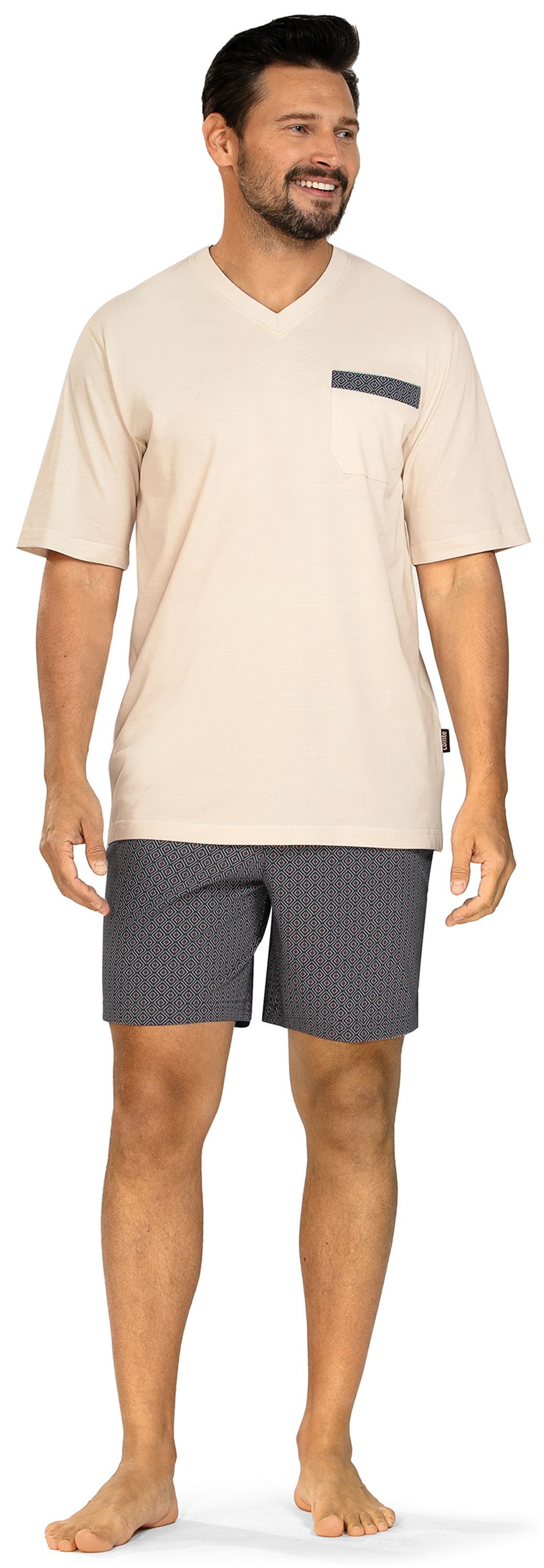 Comte Shorty Lunar Lounge (Set, 2 tlg., 2-teilig) Herren Pyjama kurz Shorty Kurzarm Baumwolle große Größen