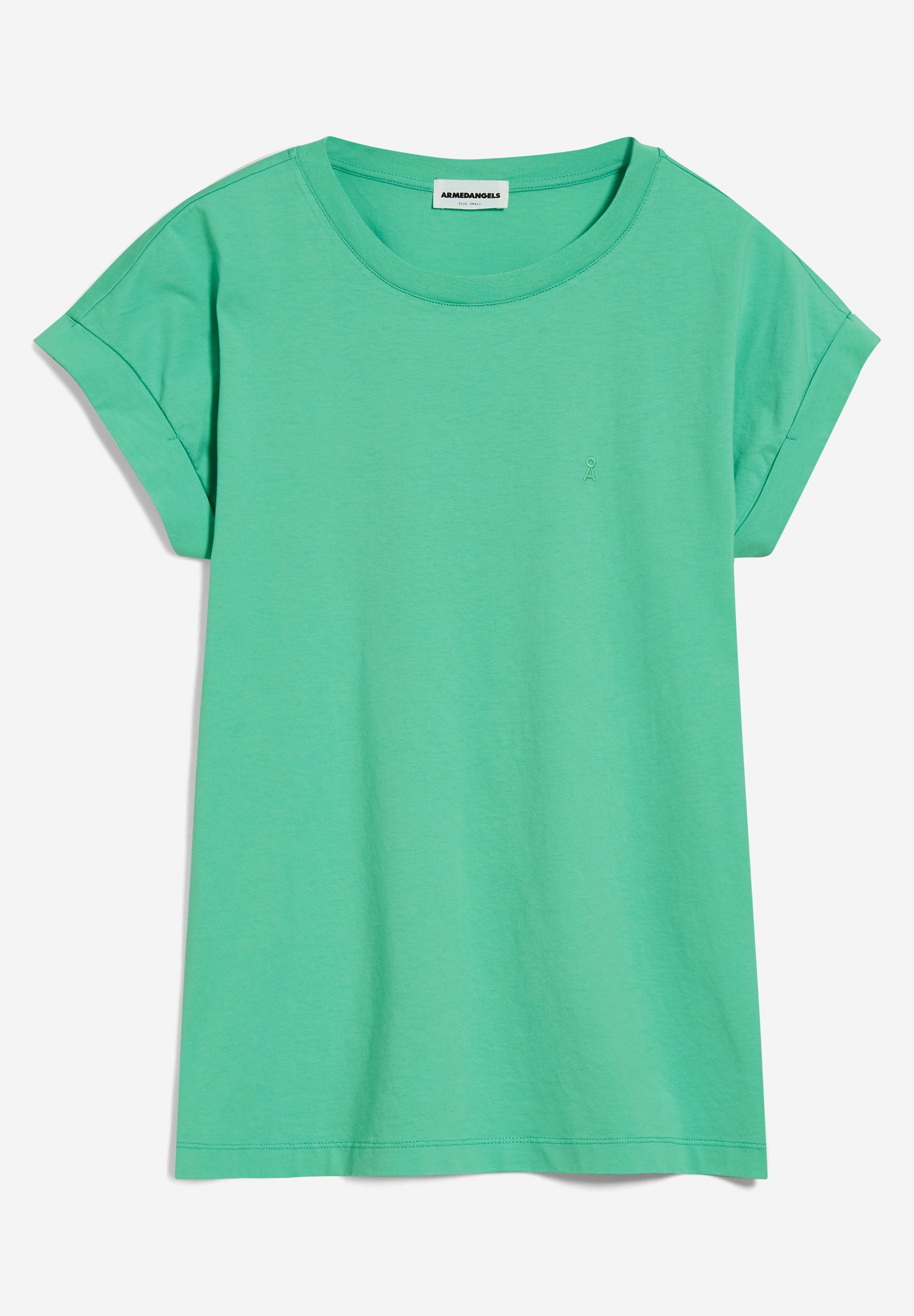 Armedangels T-Shirt aus (1-tlg) empty T-Shirt IDAARA Damen Loose bright lime Bio-Baumwolle Fit