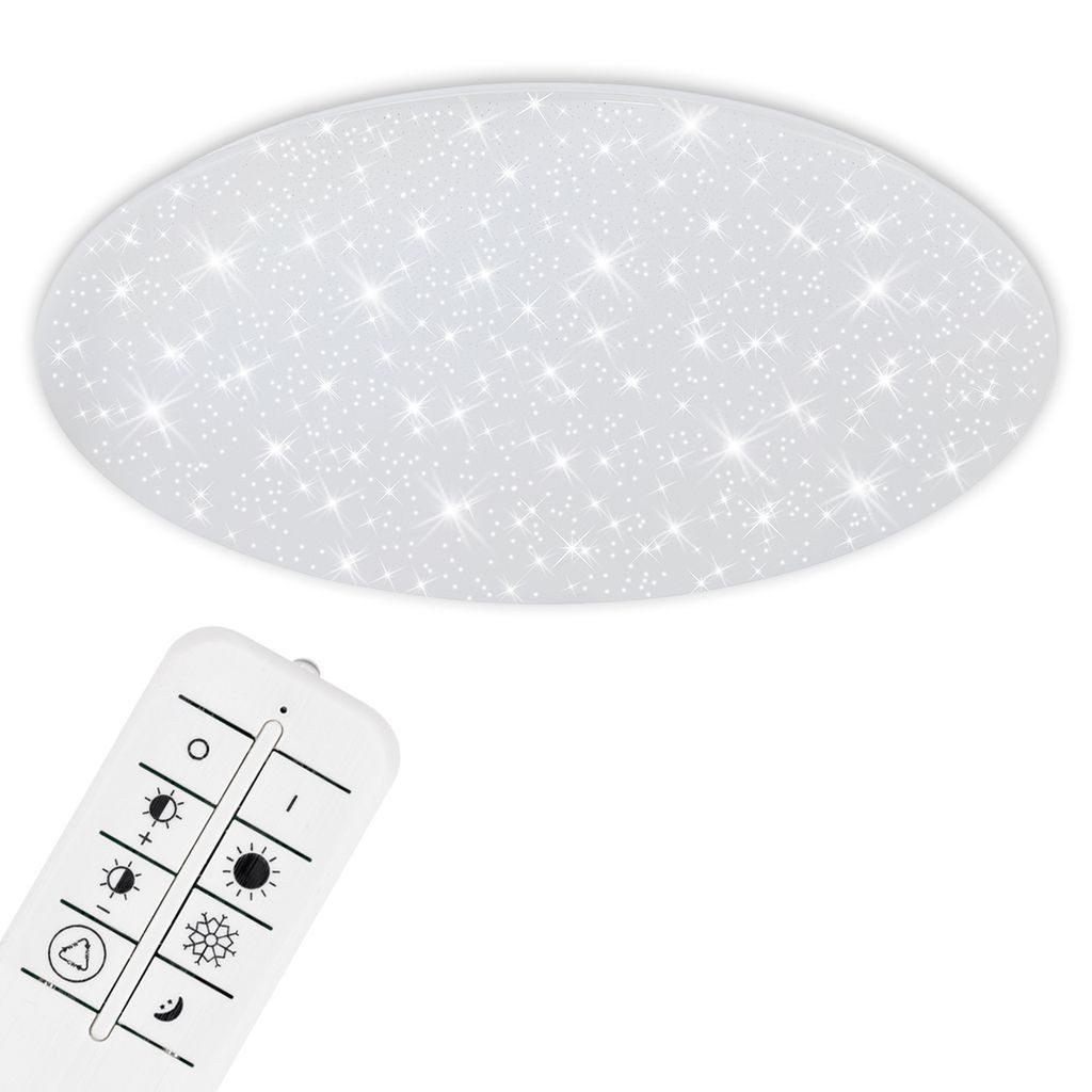 Briloner Leuchten LED Deckenleuchte 3429-016, Dimmfunktion, LED fest integriert, 2700K - Extra-Warmweiß, CCT, Sternenhimmel, dimmbar, Fernbedienung, weiß, 75 cm