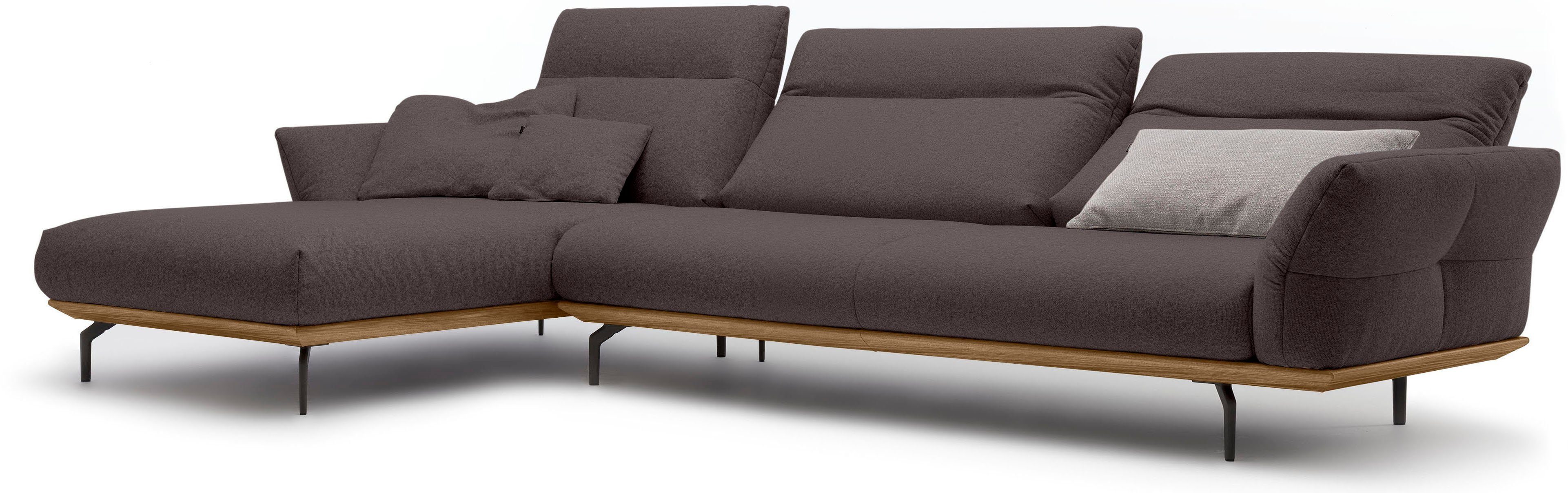 Ecksofa Umbragrau, in Winkelfüße in cm 338 Sockel Nussbaum, hülsta hs.460, sofa Breite