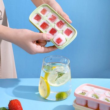 AUKUU Eiswürfelform Eiswürfelform Eiswürfelform gefrorene Silikon Eisbox Kühlschrank, Haushalt kleine Eiswürfelschale mit Deckel