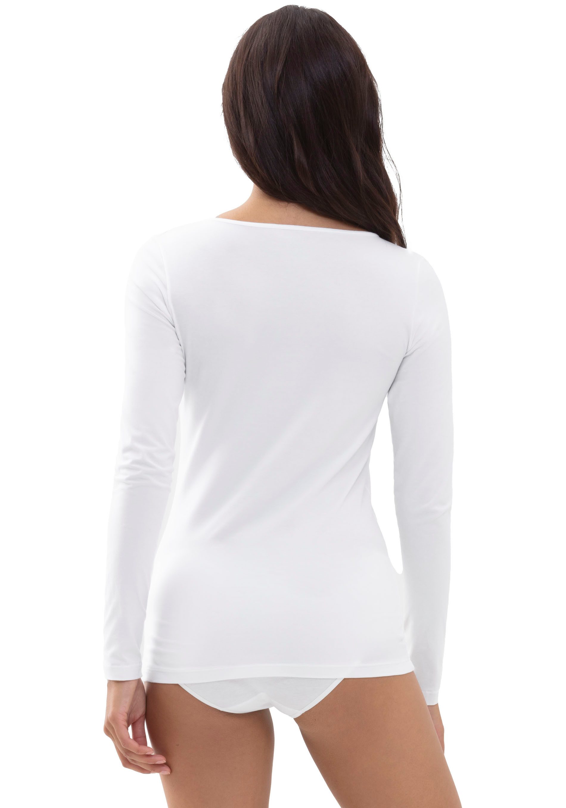 Mey Langarmshirt Cotton Pure Tiefer Rundhalsausschnitt