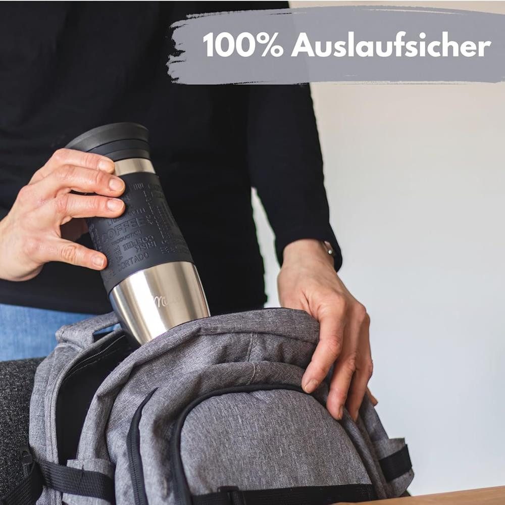 Milu Thermobecher Thermobecher Kaffee To Go Edelstahl 370 ml, auslaufsicher, isoliert