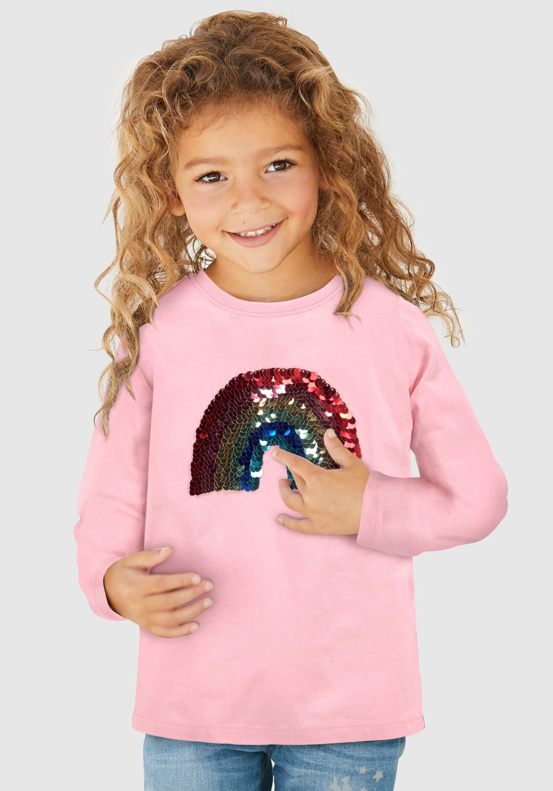 Langarmshirt Regenbogen KIDSWORLD mit Wende-Pailletten