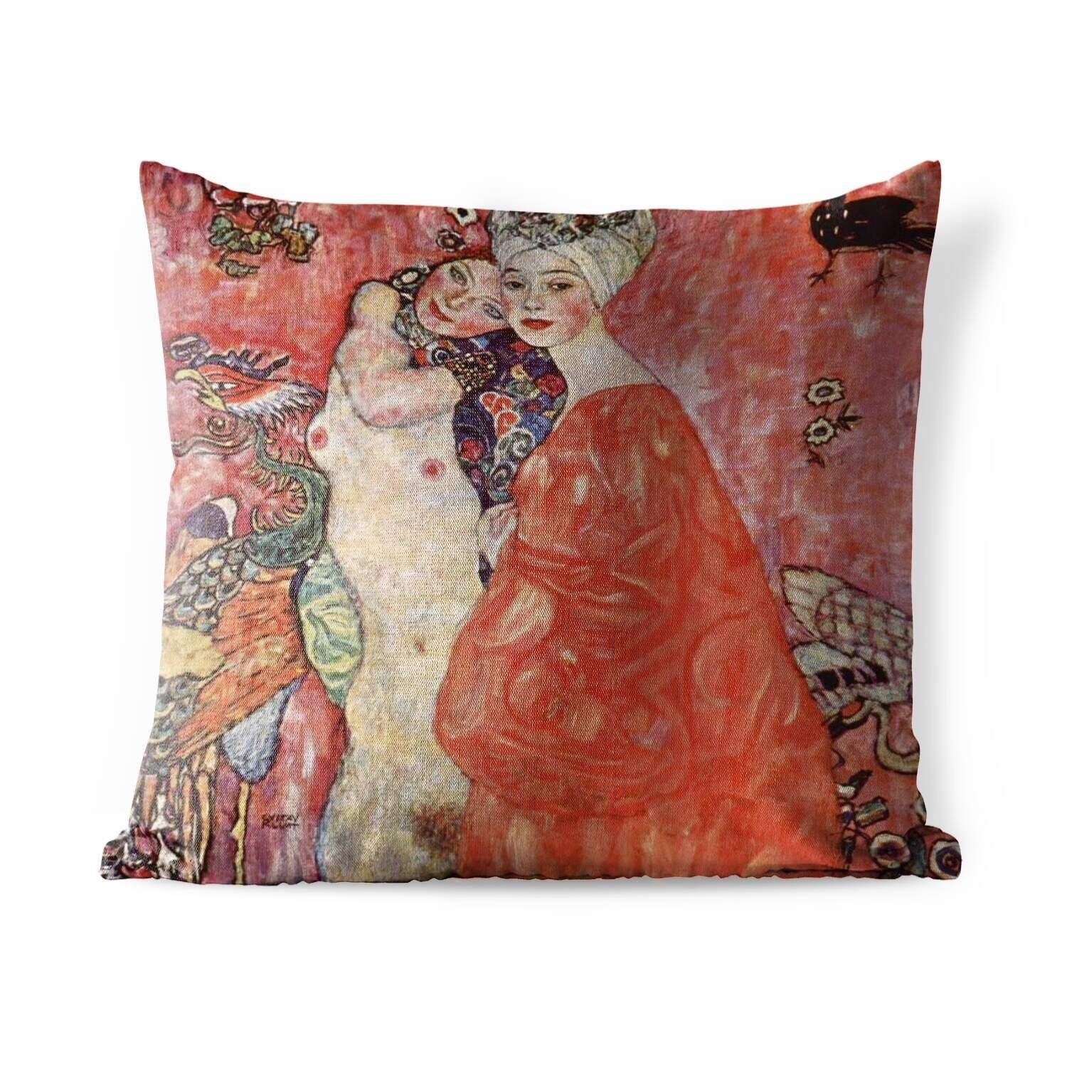 Gustav Klimt, Gemälde Outdoor Dekokissen Kissenbezüge, Kissenhülle, Dekokissenbezug, - MuchoWow von Freundinnen Dekokissen,