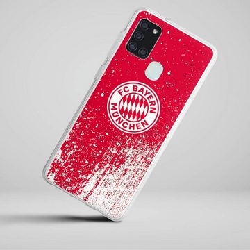 DeinDesign Handyhülle FC Bayern München Offizielles Lizenzprodukt FCB Splatter Rot - FCB, Samsung Galaxy A21s Silikon Hülle Bumper Case Handy Schutzhülle