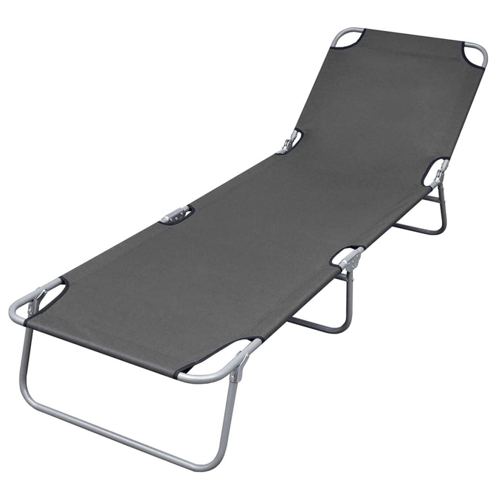 vidaXL Campingliege 120 kg Sonnenliege Klappbar mit verstellbarer Rückenlehne Grau