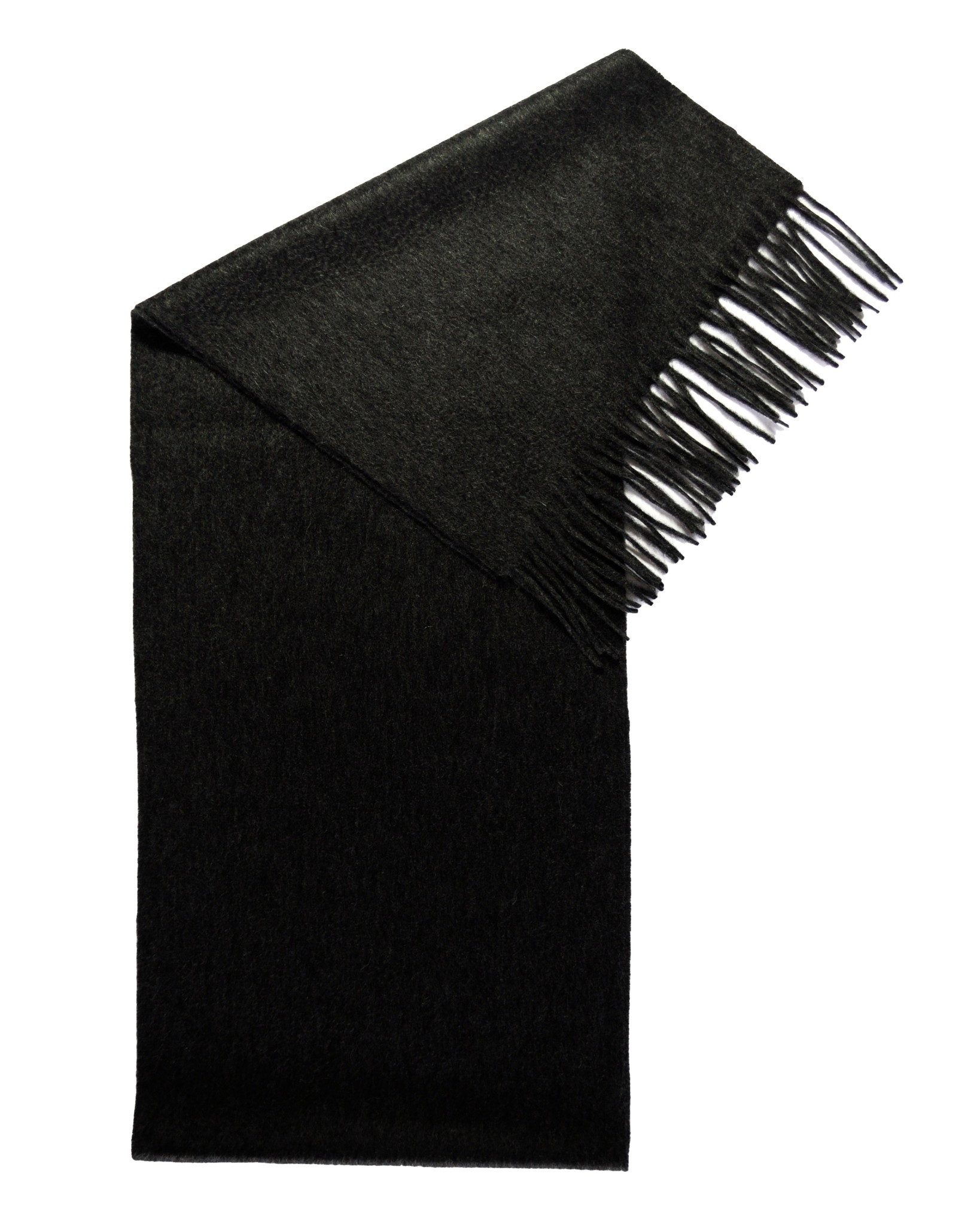 MayTree Kaschmirschal Unisex, 180 x 30cm, mit Fransen, einfarbig Kohlegrau, (Stück, 1-St), 100% Kaschmir