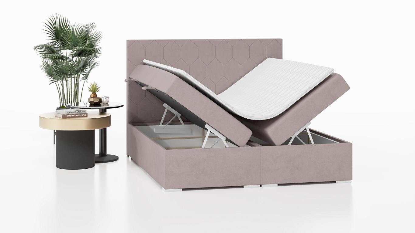 Design Boxspringbett, Bett Möbel JVmoebel Boxspringbett Schlafzimmer Textil in Luxus Made Lila Doppelbett Europa