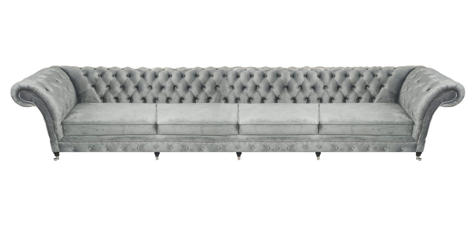 JVmoebel Chesterfield-Sofa Viersitzer Sofa Couch Designer Grau Polstermöbel Luxus Wohnzimmer, 1 Teile, Made in Europa