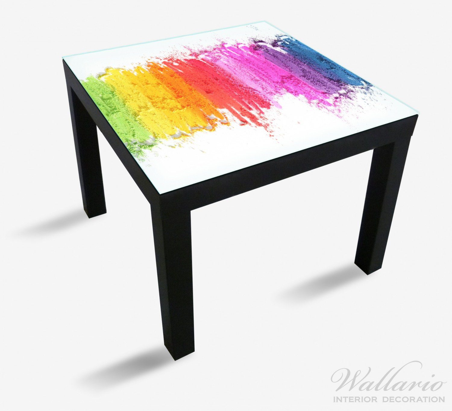 Tischplatte Anstrich geeignet St), für auf (1 Bunter Hintergrund Lack Ikea Wallario Tisch Regenbogenstreifen weißem -