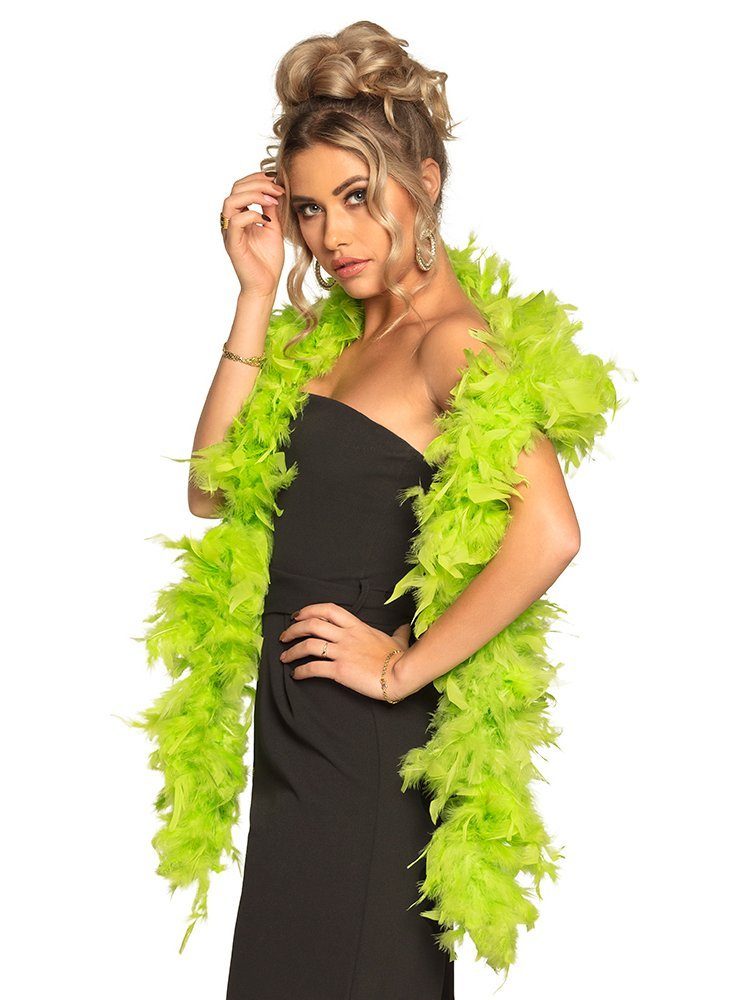 Boland Kostüm Federboa 80 g – limette, Farbenprächtiger Federschal von 180 cm Länge