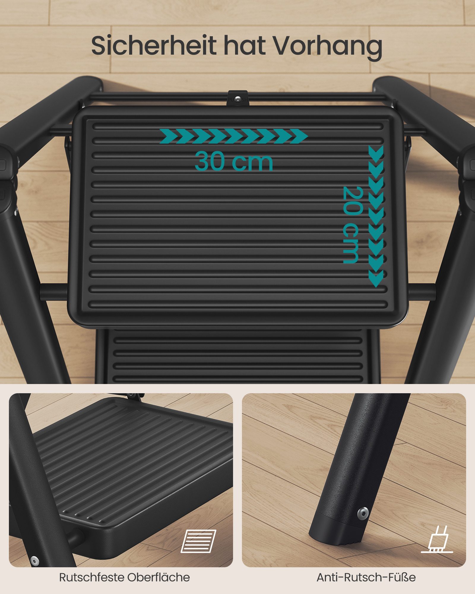 SONGMICS Trittleiter Tritthocker klappbar, Klappleiter 2/3 stufen, bis 150 kg belastbar