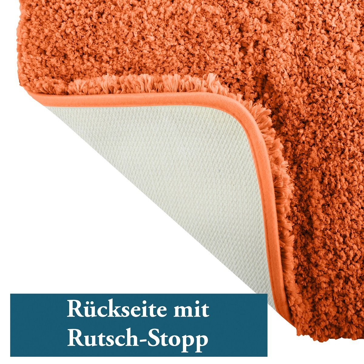 Badematte Badteppich Mikrofaser, Höhe 30 mm, Anti-Rutsch, strapazierfähig, schnell trocknend, langlebig, Polyester, rechteckig, Badteppich, 100% Polyester Mikrofaser, Rutschsichere Unterseite aus Latex, Waschbar 30°, flauschig soft und warm, in 2 Größen und vielen angesagten Trendfarben erhältlich, 40x60 cm, orange