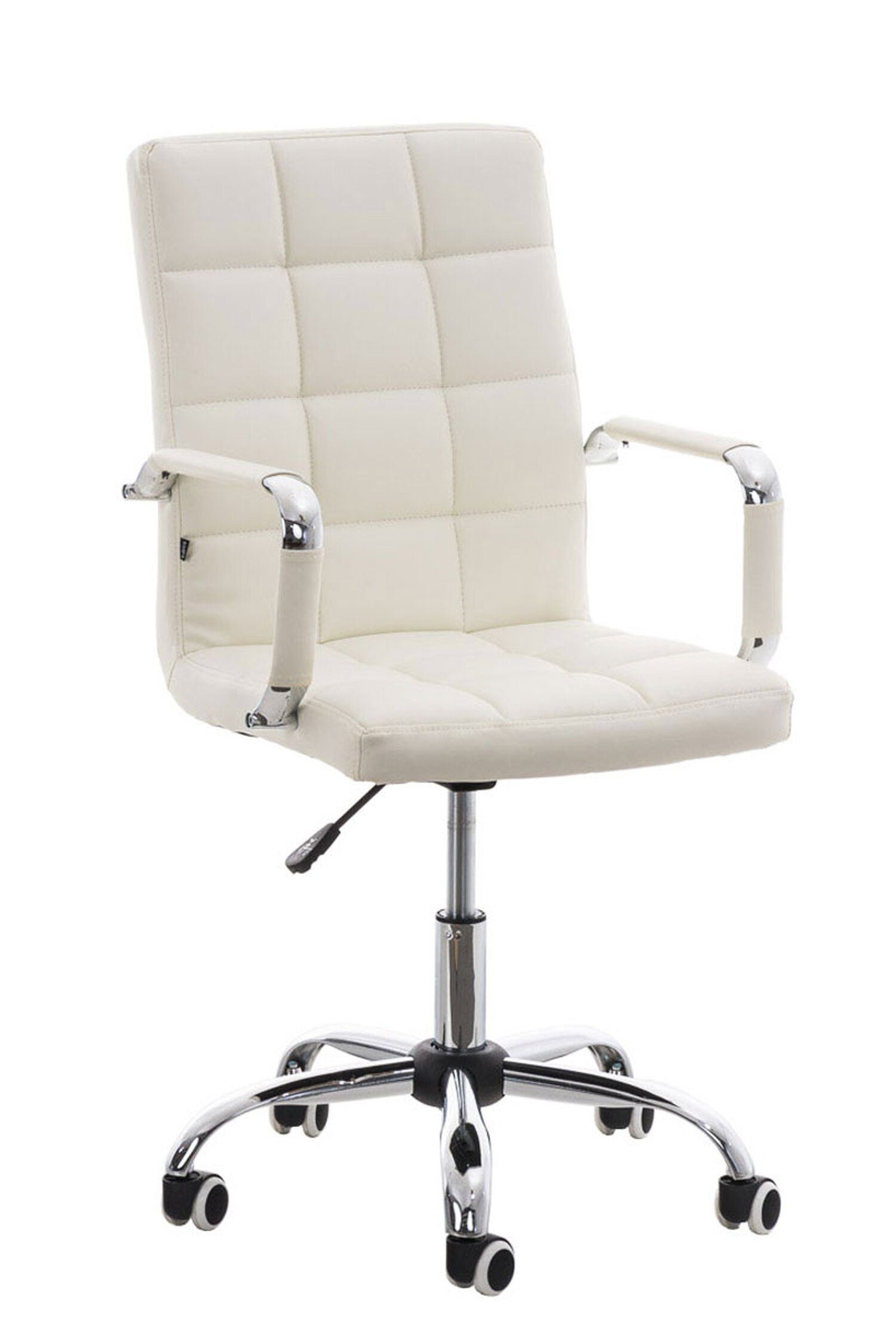 TPFLiving Bürostuhl Deal V2 mit bequemer Rückenlehne (Schreibtischstuhl, Drehstuhl, Konferenzstuhl, Chefsessel), Gestell: Metall chrom - Sitzfläche: Kunstleder weiß