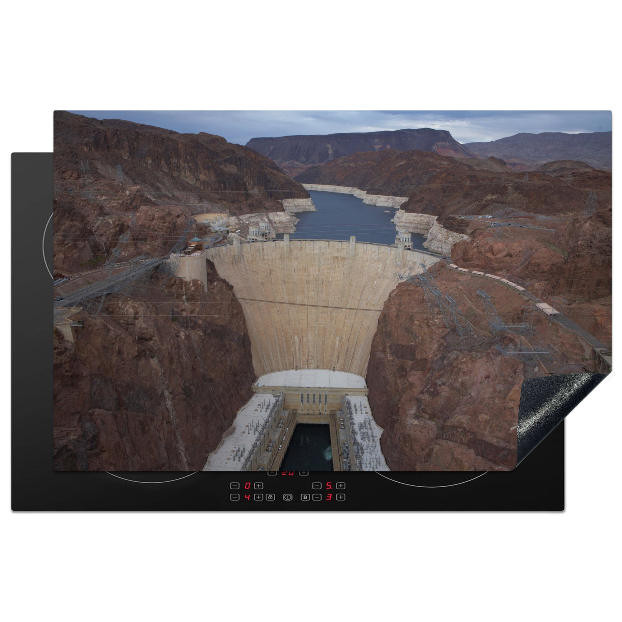 MuchoWow Herdblende-/Abdeckplatte Hoover Dam von der Mike O'Callaghan Pat Tillman Memorial Bridge, USA, Vinyl, (1 tlg), 81x52 cm, Induktionskochfeld Schutz für die küche, Ceranfeldabdeckung