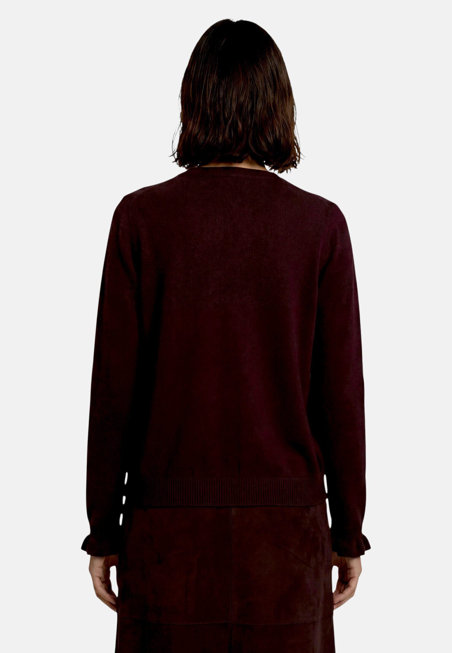 Zero Strickjacke Damen mit Rüschen (1-tlg) Knopfleiste