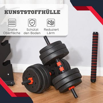 HOMCOM Hantel-Set professionell Dumbbell Krafttraining und Gewichtheben für Fitness, (Set, verstellbare Kurzhantel & Langhantel), 2 in 1 Hanteln Set 25 kg