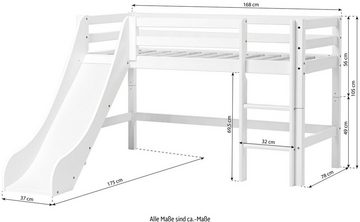 Hoppekids Hochbett «Winter Wonderland» (Set) 70x160 mit Rutsche, Vorhang & Matratze